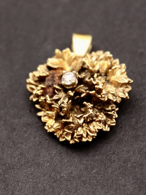 Sterling silver gold plated Flora Danica pendant