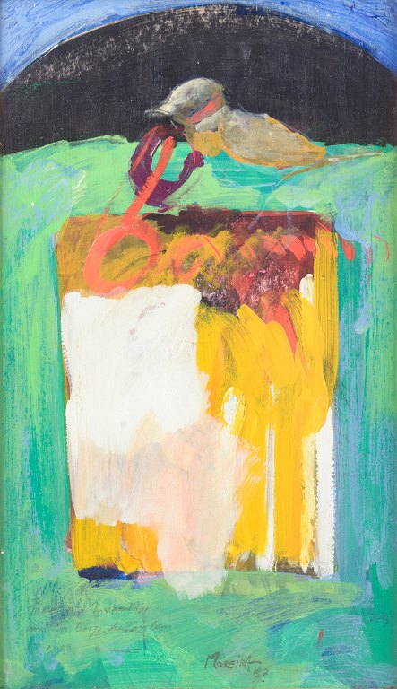 João Moreira, oil painting on board, listed Portuguese visual artist.