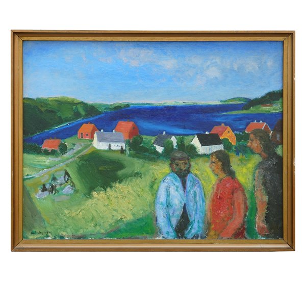 Jens Søndergaard, 1895-1957, oil on canvas. Landscape, Jutland. Signed and dated 1937. Visible size: 93x120cm. With Frame: 103x130cm