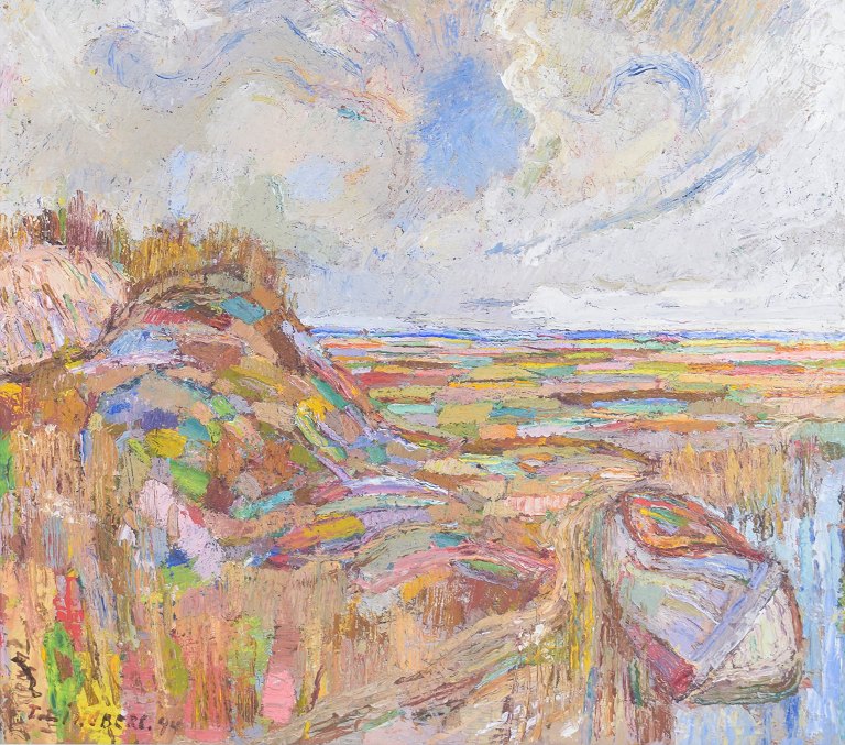 Tore Lindberg, oil on board, listed Swedish artist.