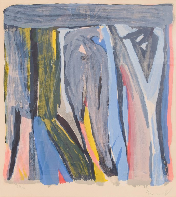 Bram van Velde, colour lithograph, listed Dutch painter.