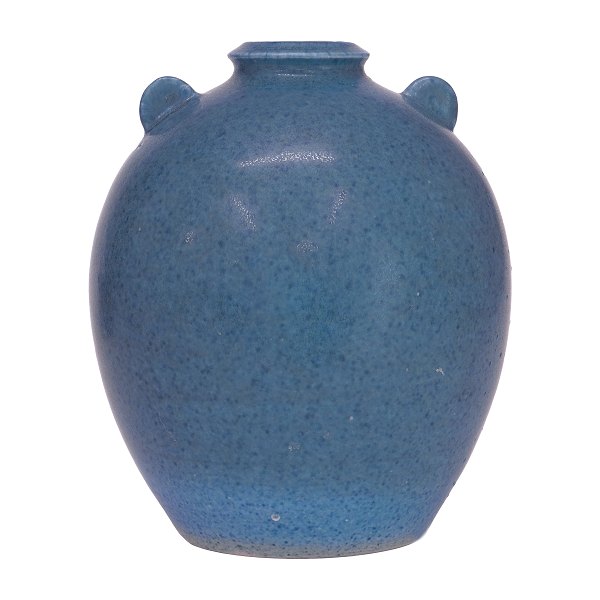 Blue glazed stoneware vase by Michael Andersen. H: 17cm