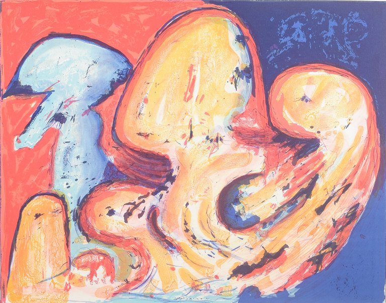 Mogens Balle, colour lithograph, listed Danish visual artist.