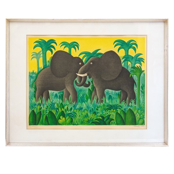 Hans Christian Scherfig lithograph, 1974, edition 250/270. Visible size: 48x61cm. With frame: 64x81cm