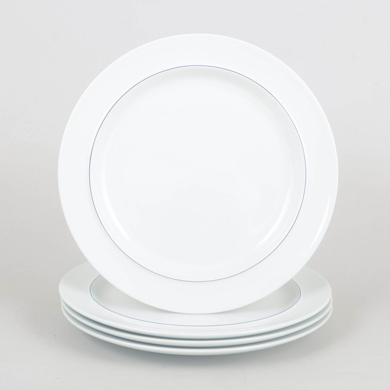 Grethe Meyer for Royal Copenhagen, Blue Line, set of four dinner plates.
