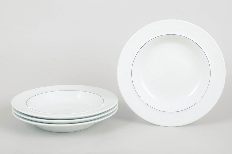 Grethe Meyer for Royal Copenhagen, Blue Line, set of four pasta dishes.