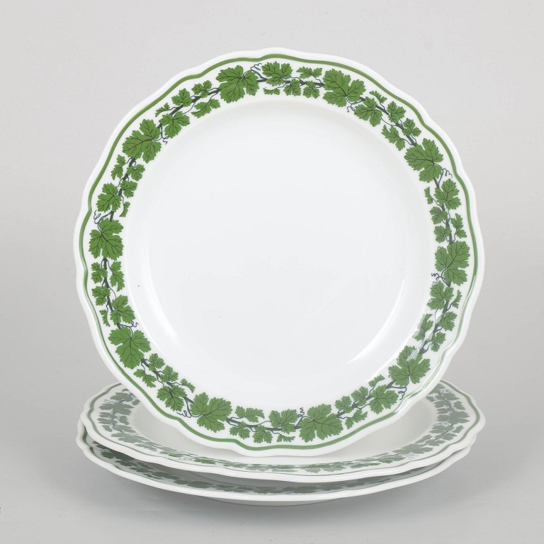 Meissen Vine Leaf Pattern, set of three lunch plates.