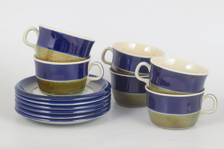 Marianne Westman for Rörstrand, set of six Elisabeth teacups and saucers.