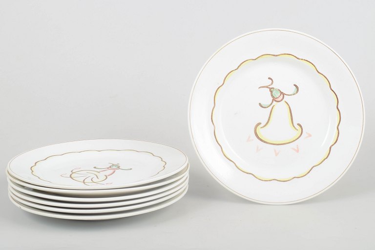 Wilhelm Kåge for Gustavsberg, Prior Set of Seven Lunch Plates.